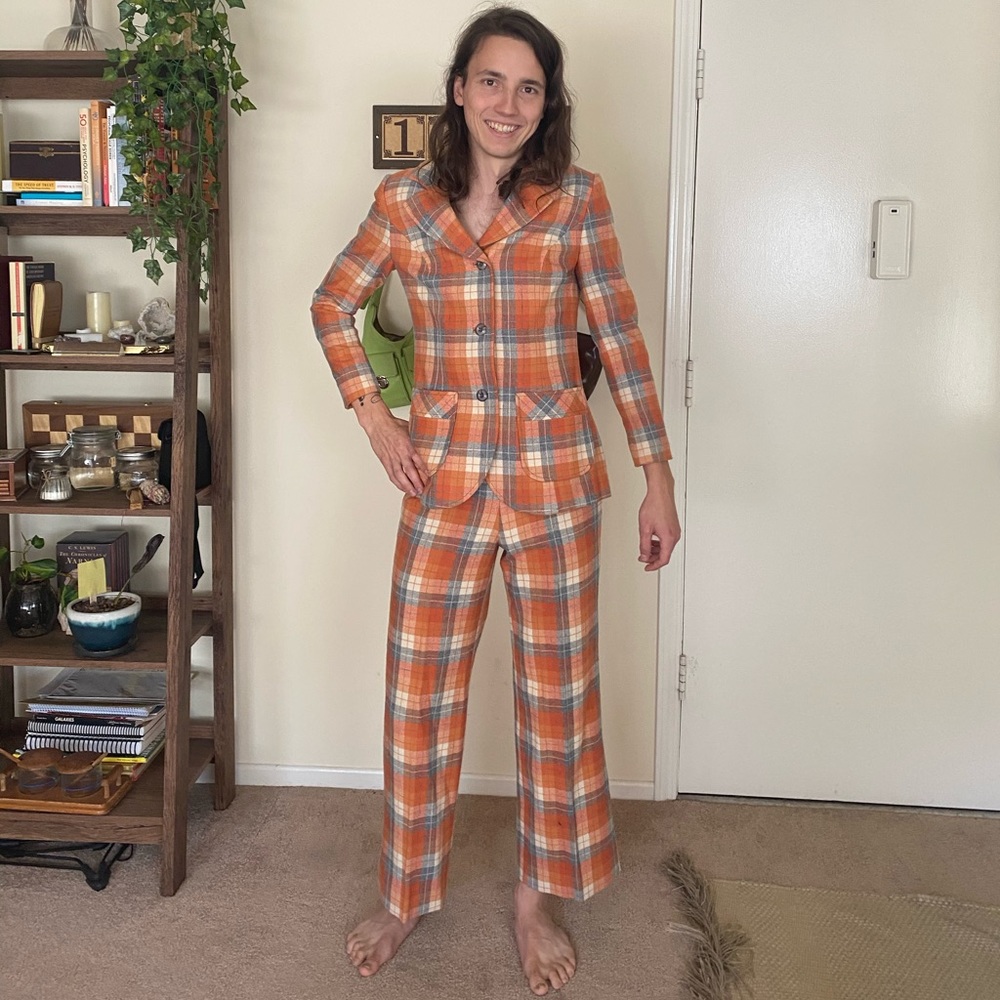 VINTAGE 70s PENDLETON WOOL WOMENS PLAID SUIT - Picture 13 of 16